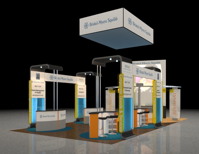 Blue and Yellow Custom Exhibit Booth