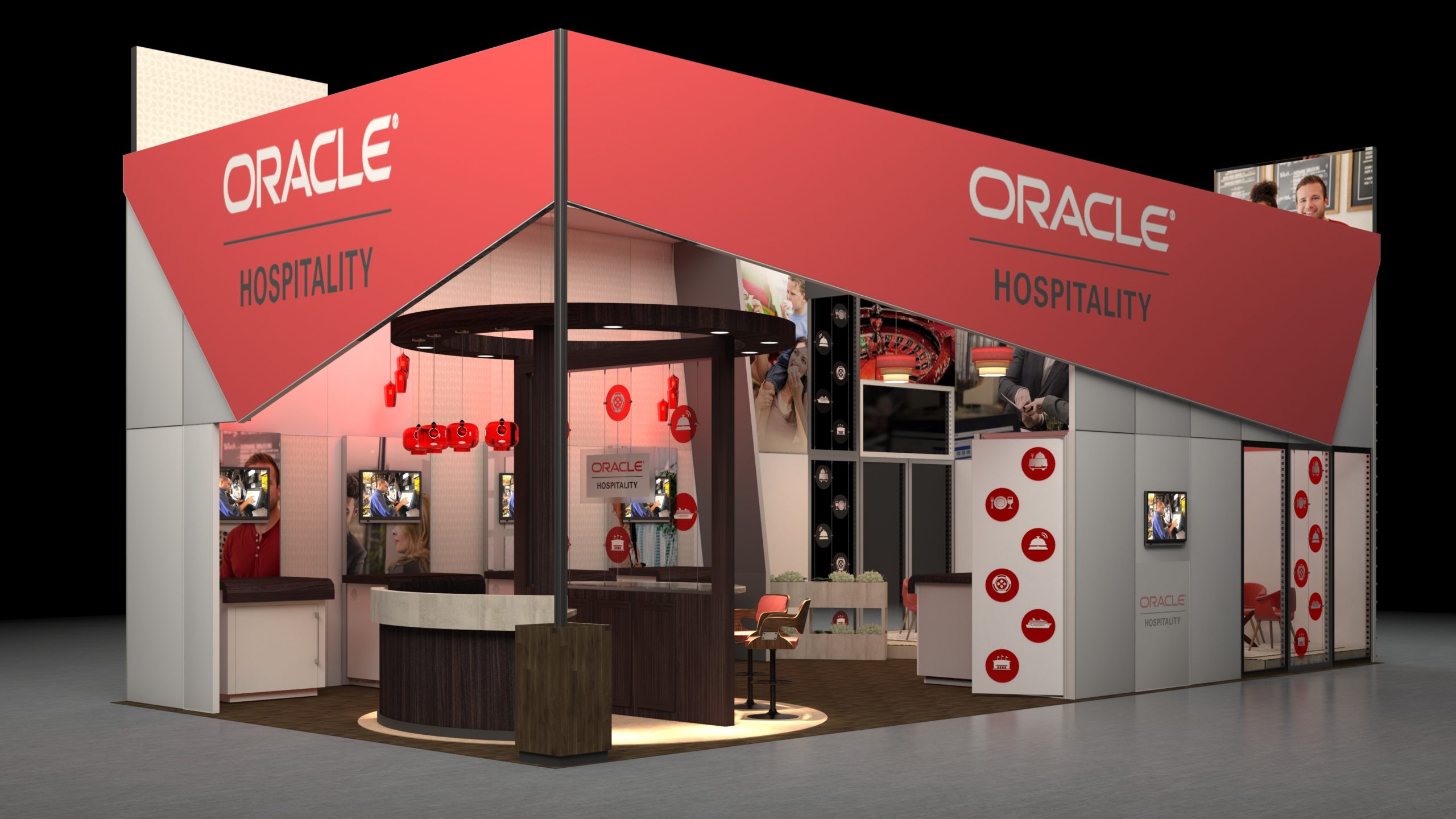Oracle Hospitality Custom Exhibit Display in Red