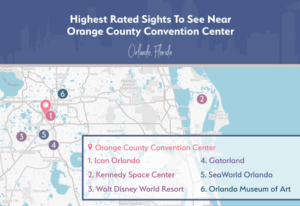 Alt Text: Map of Highest Rated Sights Near Orange County Convention Center in Orlando, FL