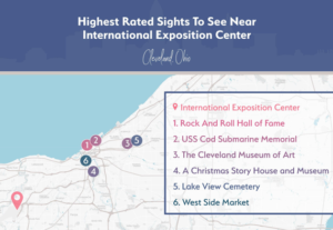 Map of Highest Rated Sights Near International Exposition Center in Cleveland, OH
